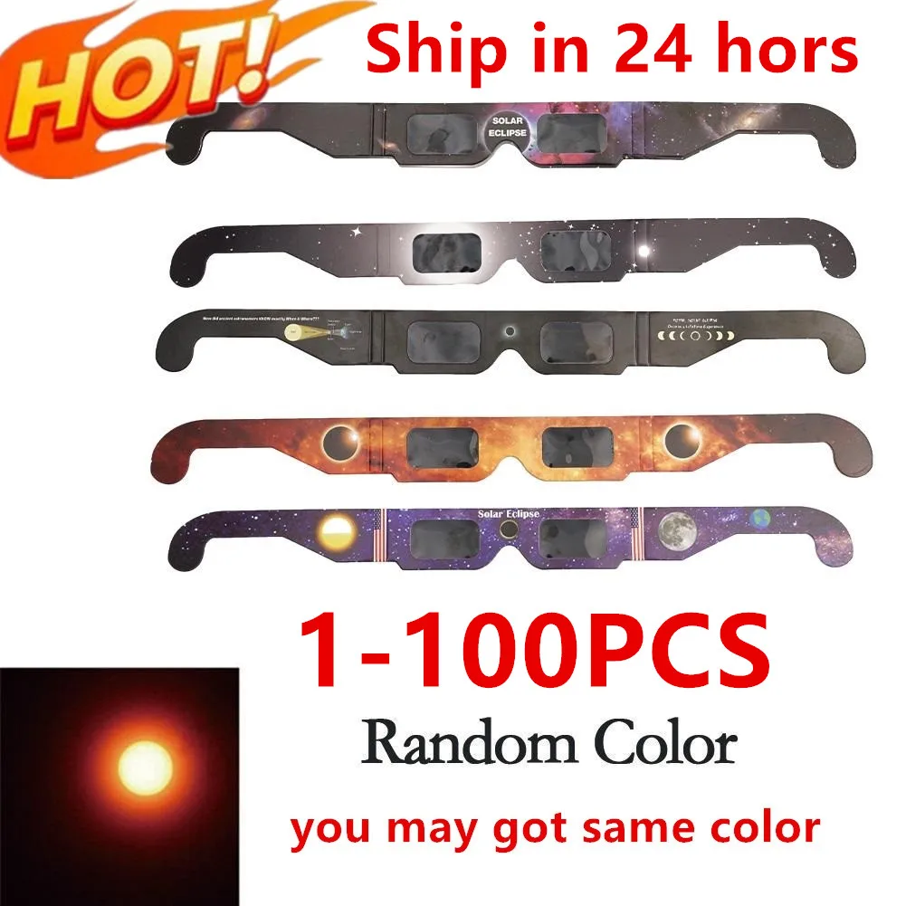 100-1pcs Professional Solar Eclipse Glasses Protect Eyes Anti-uv Viewing Paper Glasses Safe Shades Observation Solar Glasses