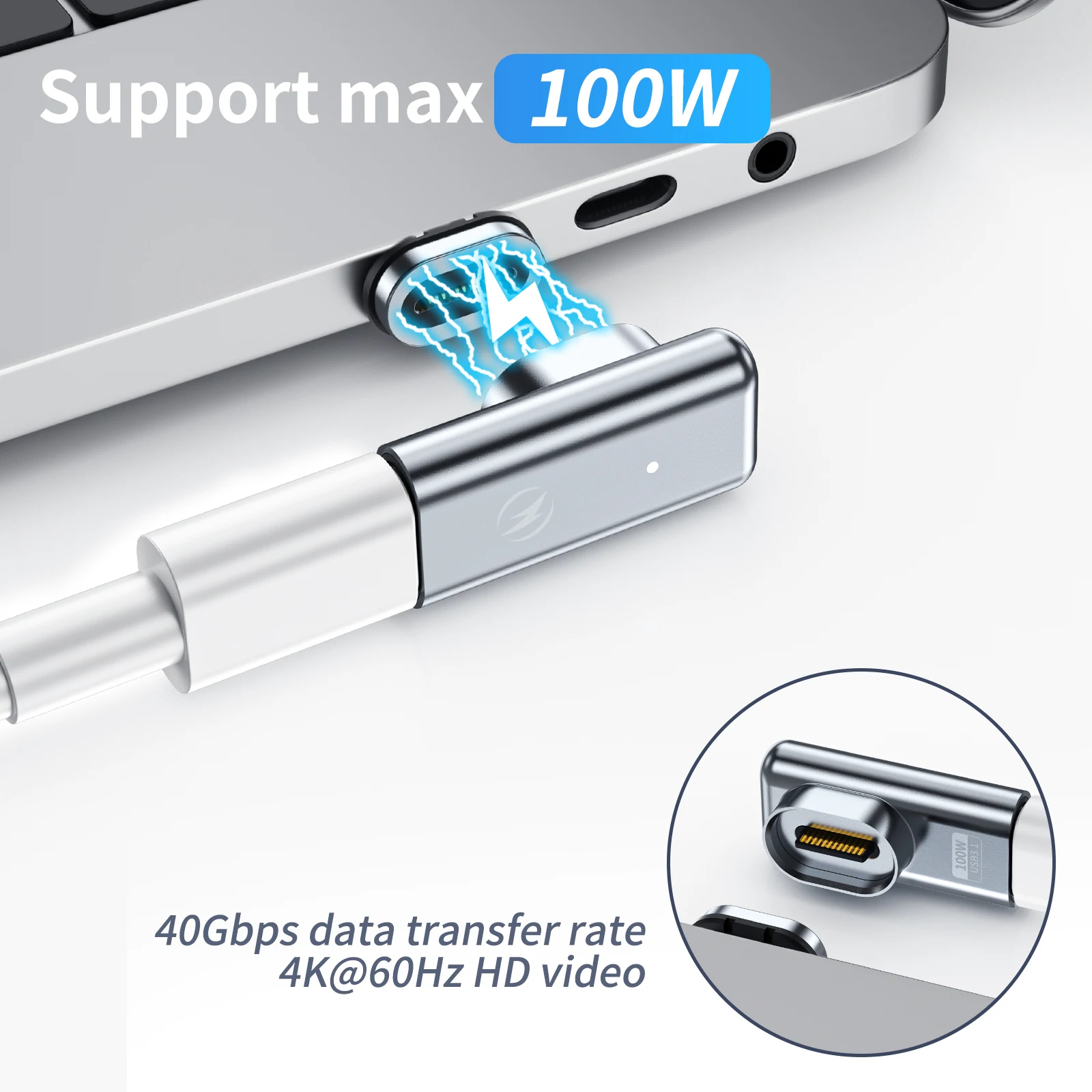 Fonken 100W Type C Magnetic Adapter Fast Charging USB C PD Charger Converter Data Transmission USB 3.1 4K HD Video Connector