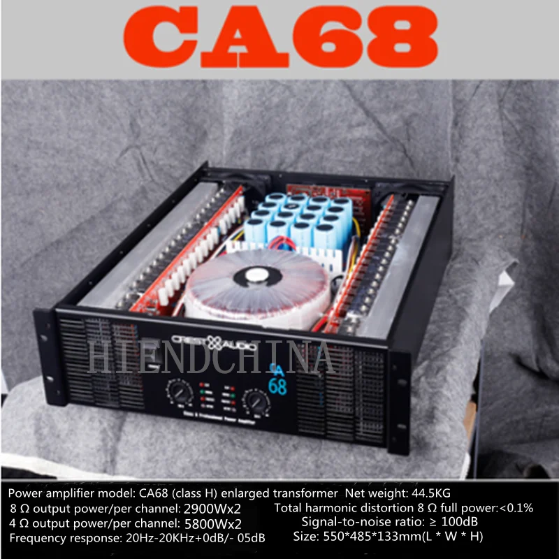 

CA68 Professional Power Amplifier Pure Power Amp 2channels (3u) KTV/Stage/Home Entertainment KTV 8Ohm/2900w*2/4Ohm 5800W*2