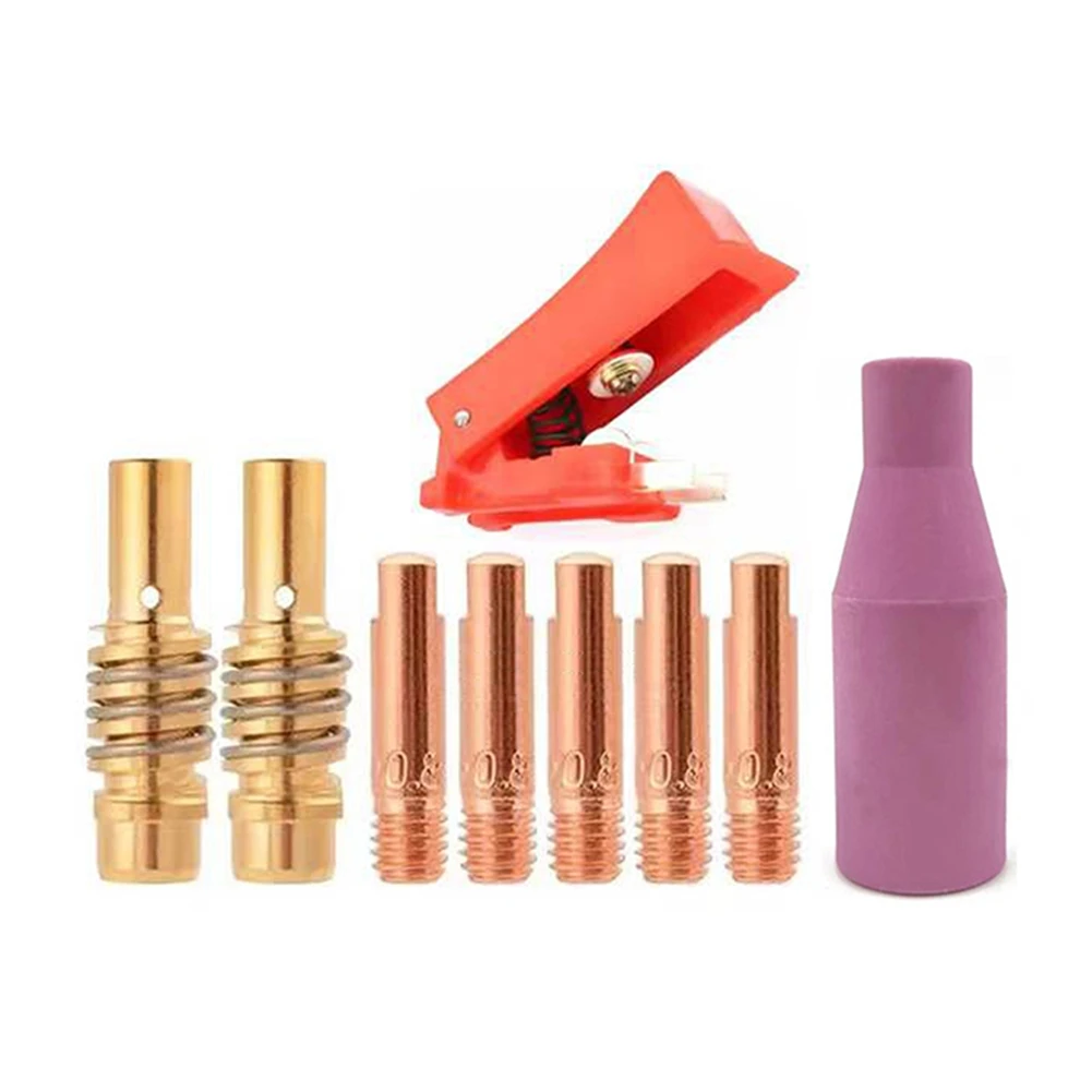 

9Pcs 15AK Welding Torch Consumables 0.8mm MIG Torch Gas Nozzle Tip of 15AK MIG MAG Welding Torch