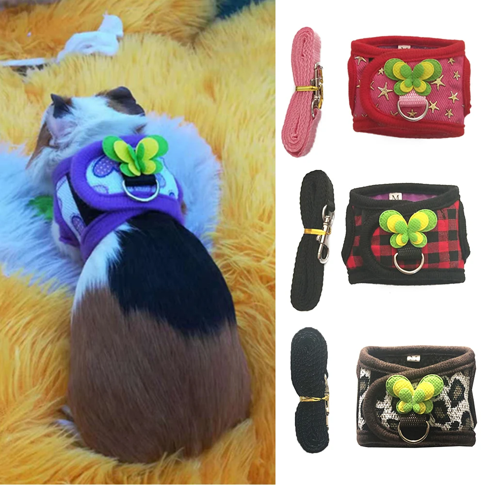 Pet Small Animal Harness with Leash Traction Rope Mesh Vest Ferret Hamster Rabbit Guinea Pig Bunny Cat Harness Pet Supplies