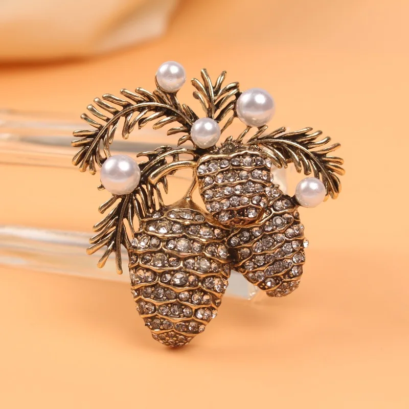 중세 서양 궁전 프랑스 잎 코코넛 나무, 트렌디 패션 브로치, 우아한 진주 상감 식물 핀, 신상 레트로