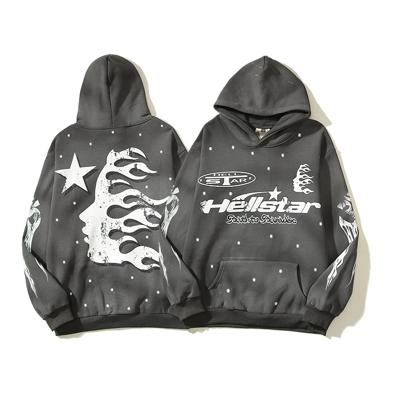 

2024 Hell Star Letter Printed Men's and Women's Loose Fashion Brand Hoodie Top Quality Y2K Sweater
