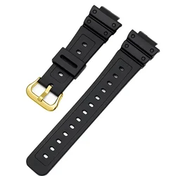 Silicone 16mm Waterproof Sport Strap Bracelet (Gold Buckle)