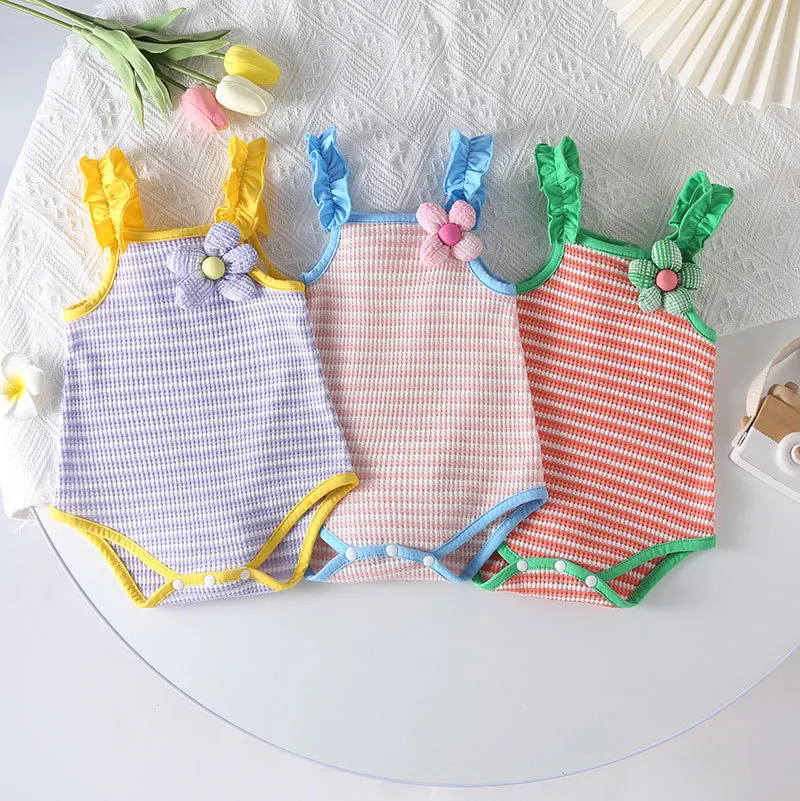 

5837A Baby Clothes Girl's Bodysuit 2023 Summer Fashion Sling Girl's One Piece Clothes Princess Climbing Clothes