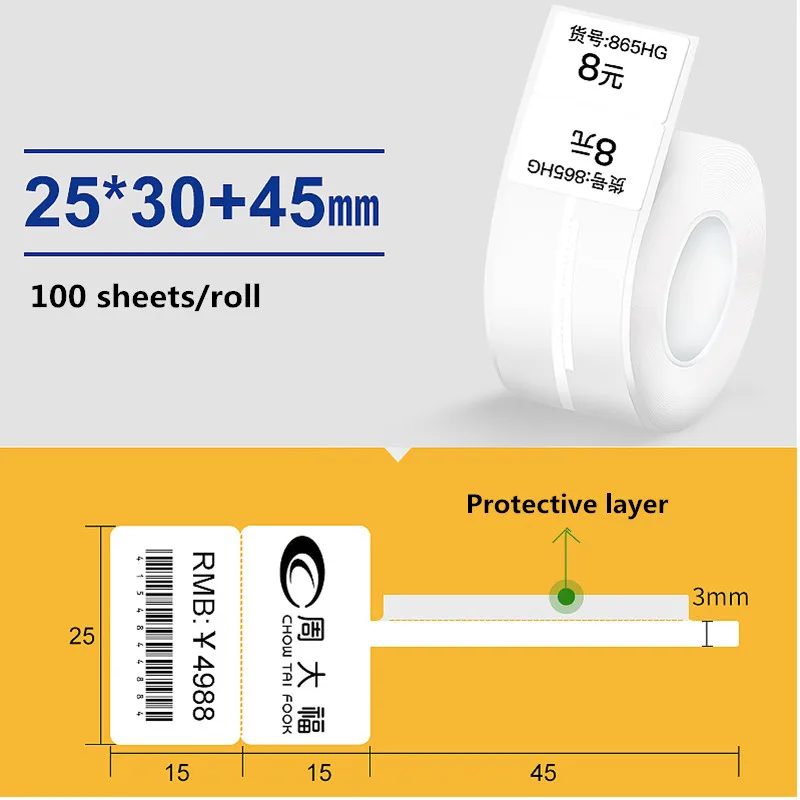 

10 roll jewelry label 25x30+45
