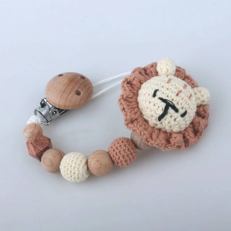 

N80C Cartoon Crochet Pacifier Clip Cotton Baby Pacifier Chain Newborn Teething Chain Soother Holder Clip Baby Teether