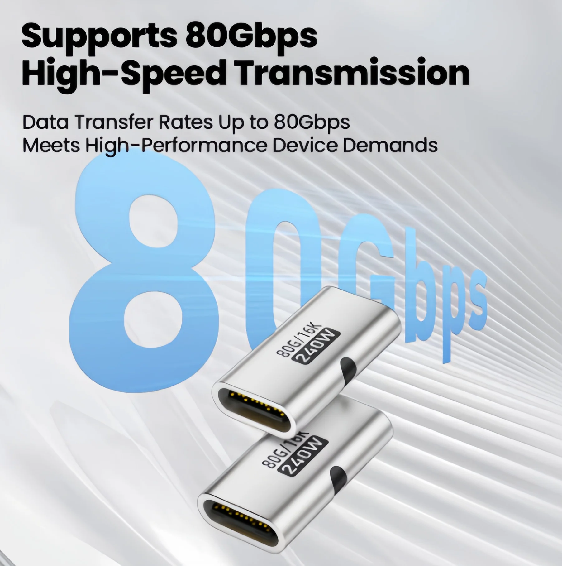240W PD USB C 암-암 어댑터 40Gbps 고속 8K 60Hz 비디오