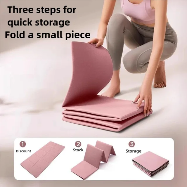 Eco-Friendly TPE Foldable Yoga Mat Double-Sided Non-Slip Travel Fitness Exercise Mat for Pilates and Floor Workouts 3