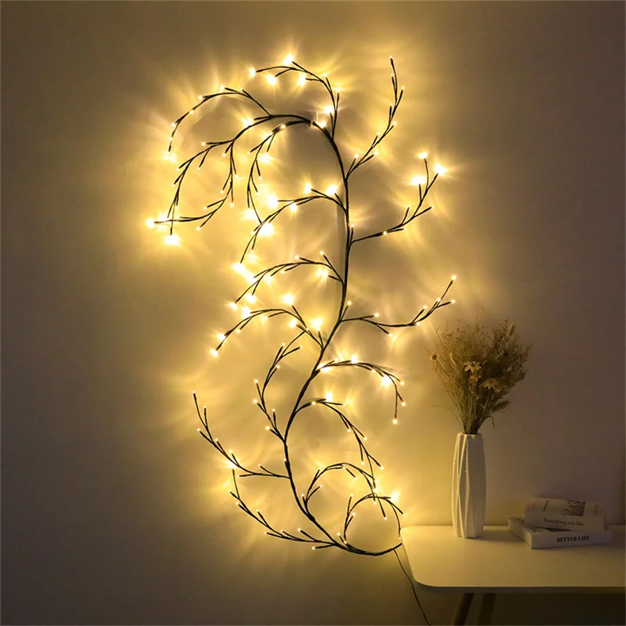 

Artificial Plant Rattan With Decorative Lights 144 LEDs 7.5FT Willow Garland Flexible Vine Branch For Holiday Home DIY Decor