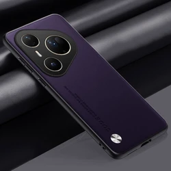 Elegant Leather and Matte Silicone Phone Case with Soft Bumper Cover for Huawei Pura 80 Ultra (Purple)
