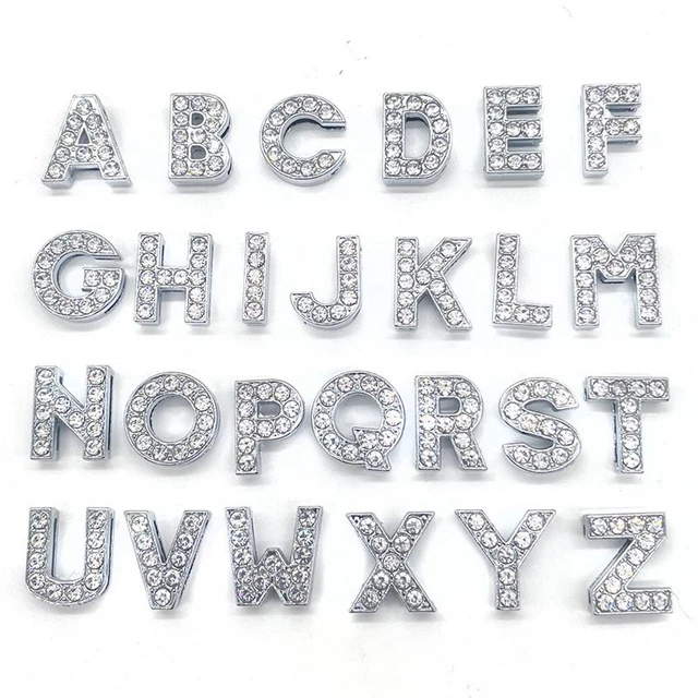 Rhinestone Letter Alphabet Jewelry Charm  Rhinestone Letter Slide Charms -  Wholesale - Aliexpress