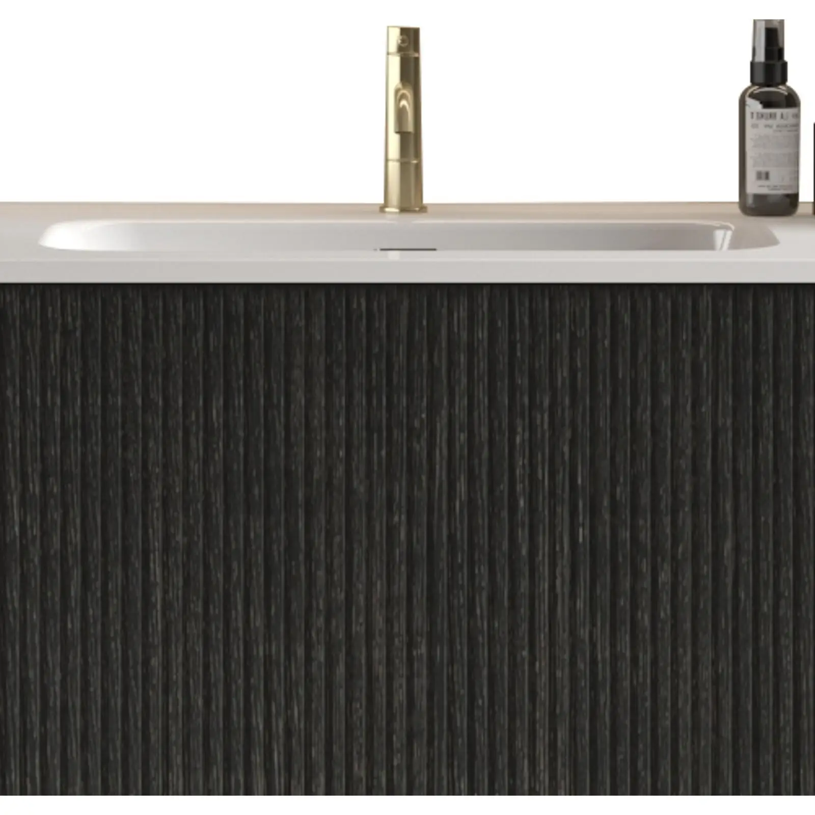 Brushed Black Oak Bathroom Vanity 36 Inch Floating Design White Ceramic Sink Included Luxury Sink Cabinet for Bathroom Remodel