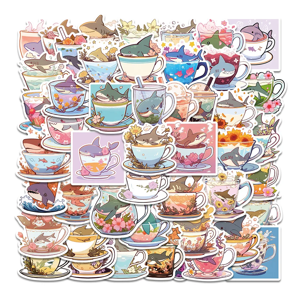 

10/30/50 шт. Новинка наклейка в виде чашки акулы Мультяшные канцелярские наклейки для iPad компьютера багажа DIY Шлем гитары Настенная Наклейка украшение