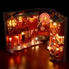 DIY Book Nook Wooden Miniature Model Kit Tang Dynasty Street View Bookend Assembled 3D Puzzle Bookshelf Home Decor Adults Gifts 5