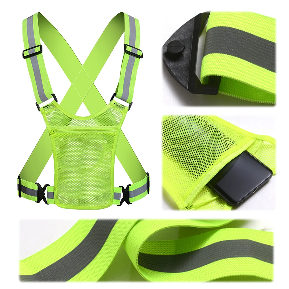 Reflective Safety Vest Lightweight Elastic Adjustable High Visibility For Running Walking Cycling reflective vest