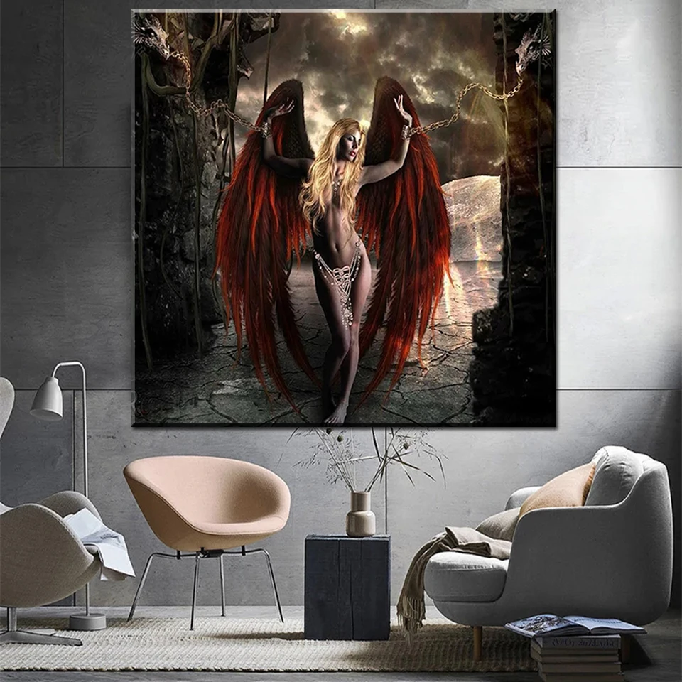 Diamond Art Infernal Queen Angel 5D Full Drill Diamond Painting Picture Devil Elf Cross Stitch Kits Rhinestone Crafts Home Decor
