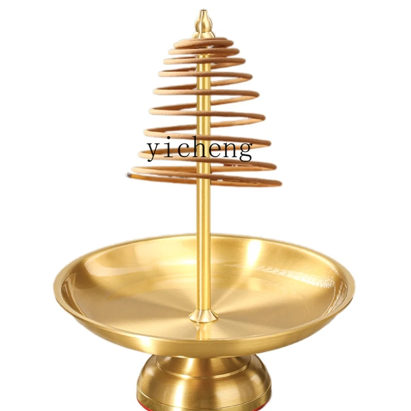 

ZK Copper Incense Holder Support Frame Copper Domestic Sandalwood Plate 24-Hour Incense Tray