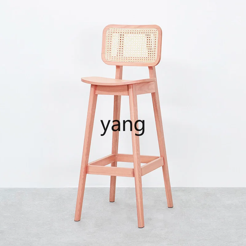 

LXL Nordic Creative Retro Rattan Chair Simple Small Chair High Leg Rattan Stool