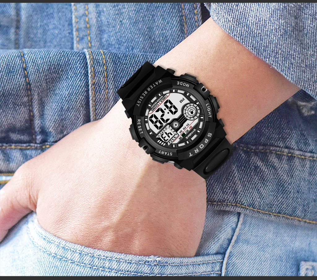 SYNOKE Mens Sports Watches Digital Watch 50M Waterproof Multifunctional Swim Diver Outdoor Wristwatch relogios masculino