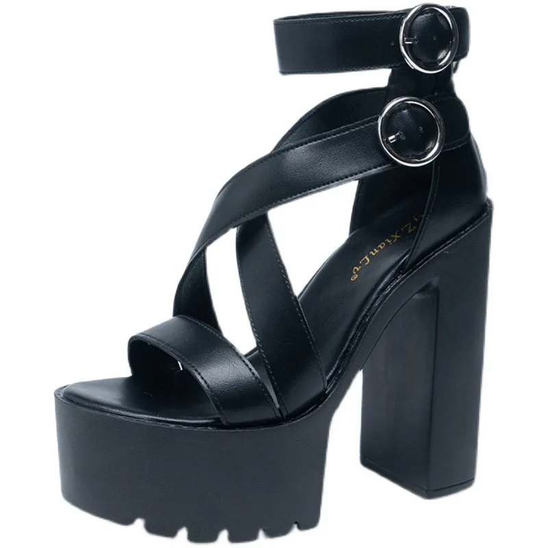 

Черные туфли-лодочки на высоком каблуке с открытым носком, вечерние женские туфли для танцев, летние сандалии с ремешком на щиколотке, дополнительная яркость 46 MS045