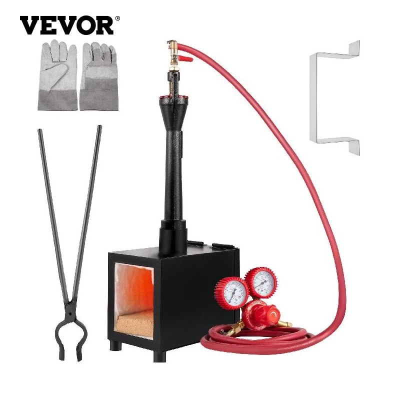 VEVOR Gas Propane Forge Blacksmithing Furnace Portable Single Burner One Door Control 2300° F Temperature for Knife & Metal Tool welding torch holder