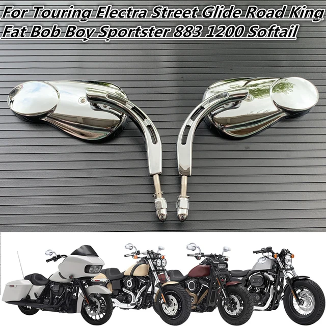 Motorcycle Universal 8mm Rear View Side Mirrors For Harley Touring Road King Street Bob FXDB 2007-2017 Softail Deluxe FLSTN 2005 - - Racext 1