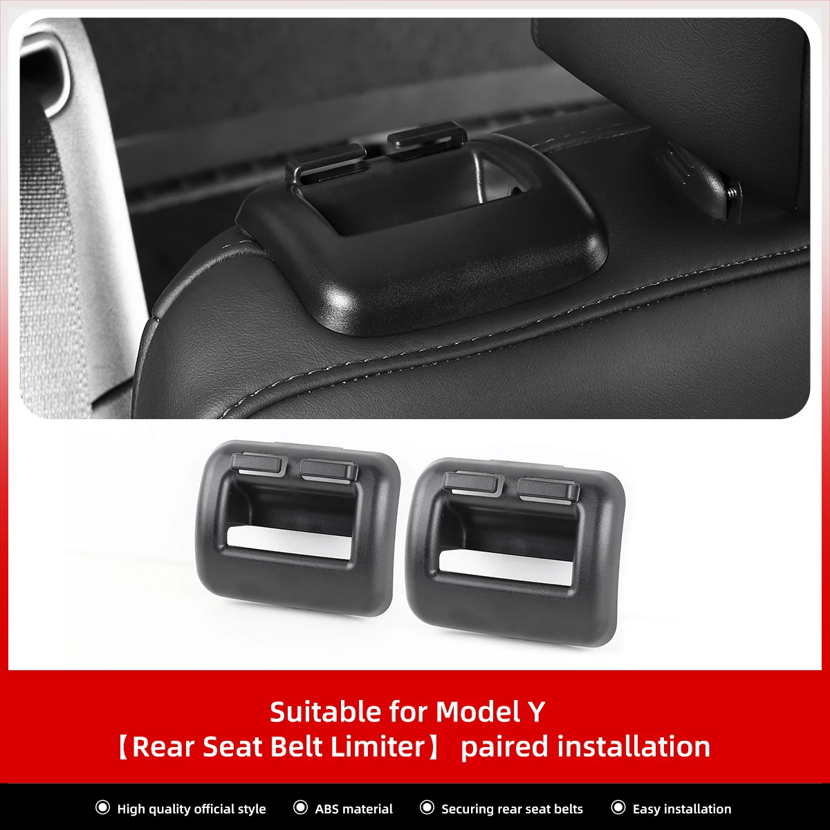 2pcs Car Seat Belt Holder Limiter For Tesla Model Y Interior Accessories Rear Seat Belt Guide Buckle Protector seat belt stopper car seat belt accessory