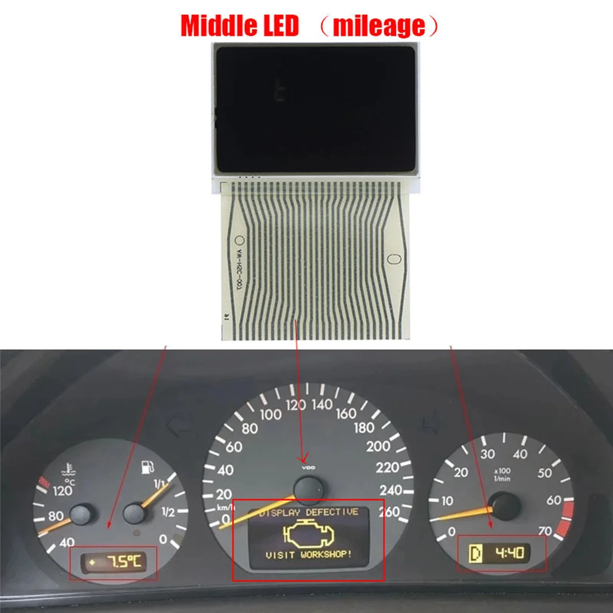 

3 шт., ЖК-экран для приборной панели автомобиля Mercedes-Benz W202 W210 W208 R170 1998-2002 пикселей