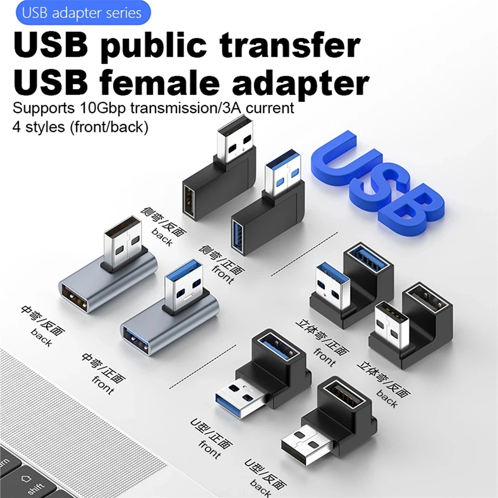 2x USB-C Auf USB Adapter – 10 Gbit/s, 90 Grad Winkel, Für IPhone, MacBook & Mehr