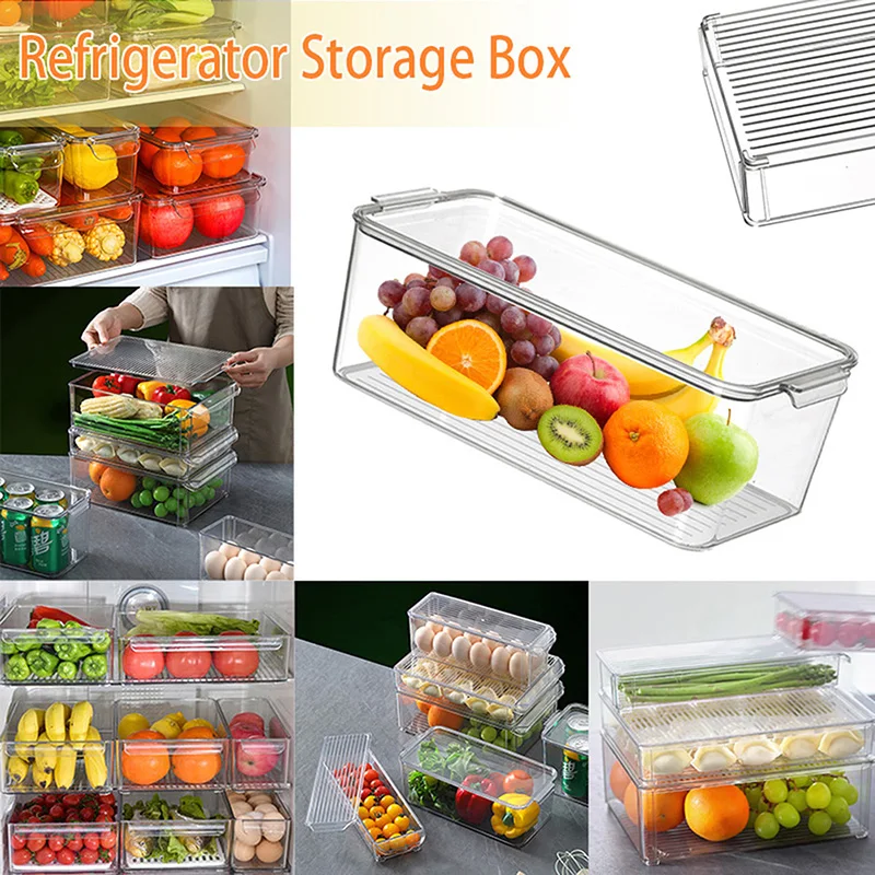 

Transparent Food Storage Container Refrigerator Separate Freezer Seal Bin Storage Organizer for Vegetables Fruit Kitchen Supply