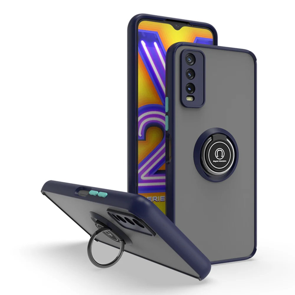 KEYSION Fashion Matte Case for VIVO Y20 Y20s G Y20A Y20i Transparent Ring Shockproof Phone Cover for VIVO Y12A Y11S Y12S_voghion.com