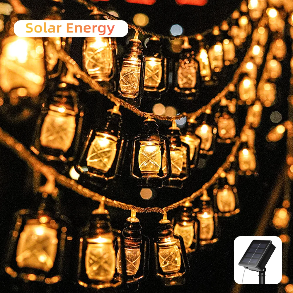 Solar Light LED Landscape Lighting Strings Courtyard Decorative Light Camping Lamp Vintage Kerosene Lamp Atmosphere For Garden Balcony Party