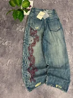 Y2K Embroidered Baggy Jeans Women Rock Hip Hop Retro Popular Casual High Waist Wide Leg Pants Streetwear New Fashion Big Pattern - Image 3