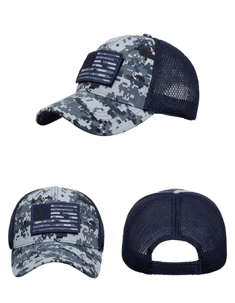 New Hat, American Flag Camouflage Sticker, Embroidered Baseball Cap, Net Cap, Men's Cap, Duck Tongue Cap, Cross-border B688_voghion.com