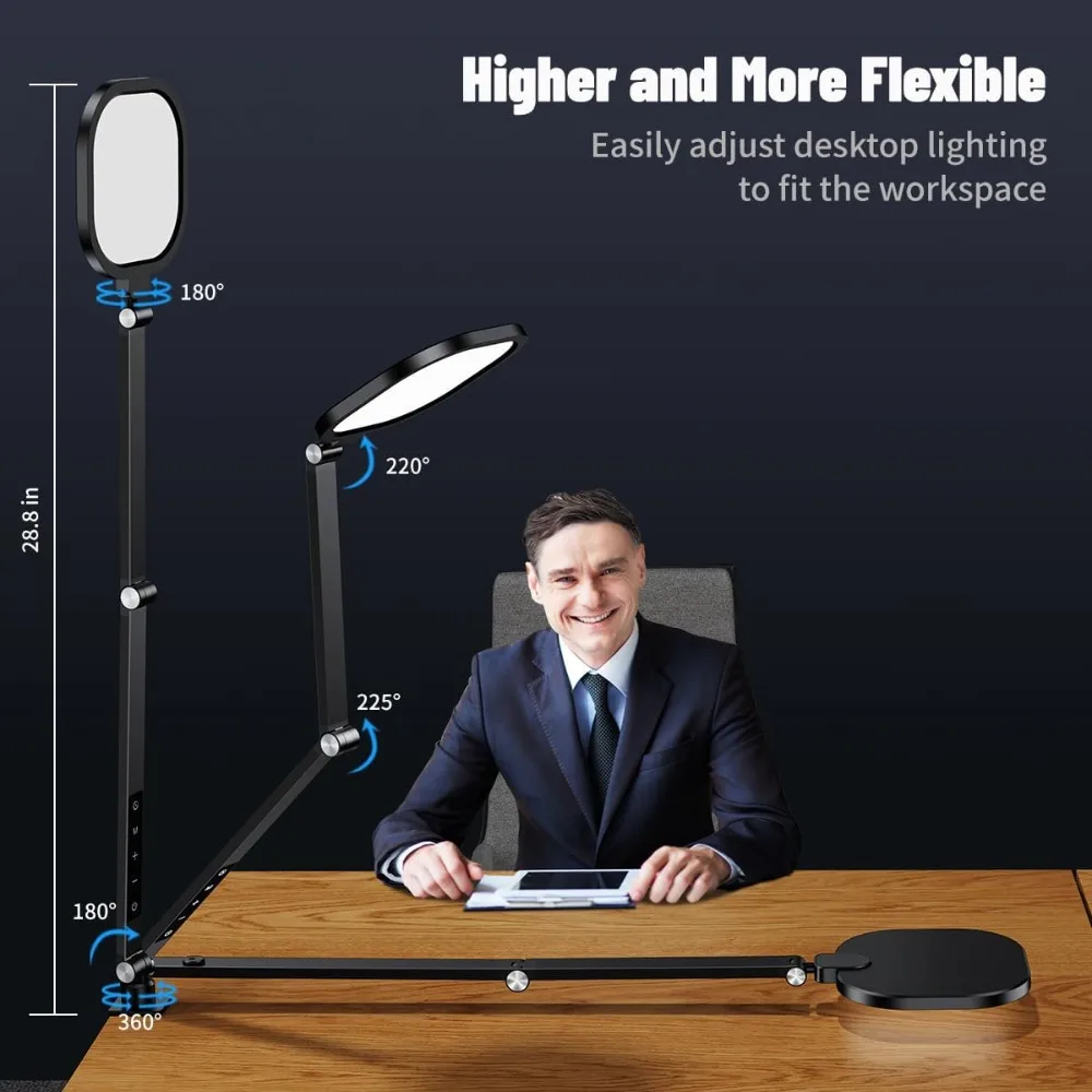 2Pack Video Conference Lighting, Zoom Lighting for Computer with Clamp, 30 Light Modes, Eye Caring Swing Arm Desk Light with Mem