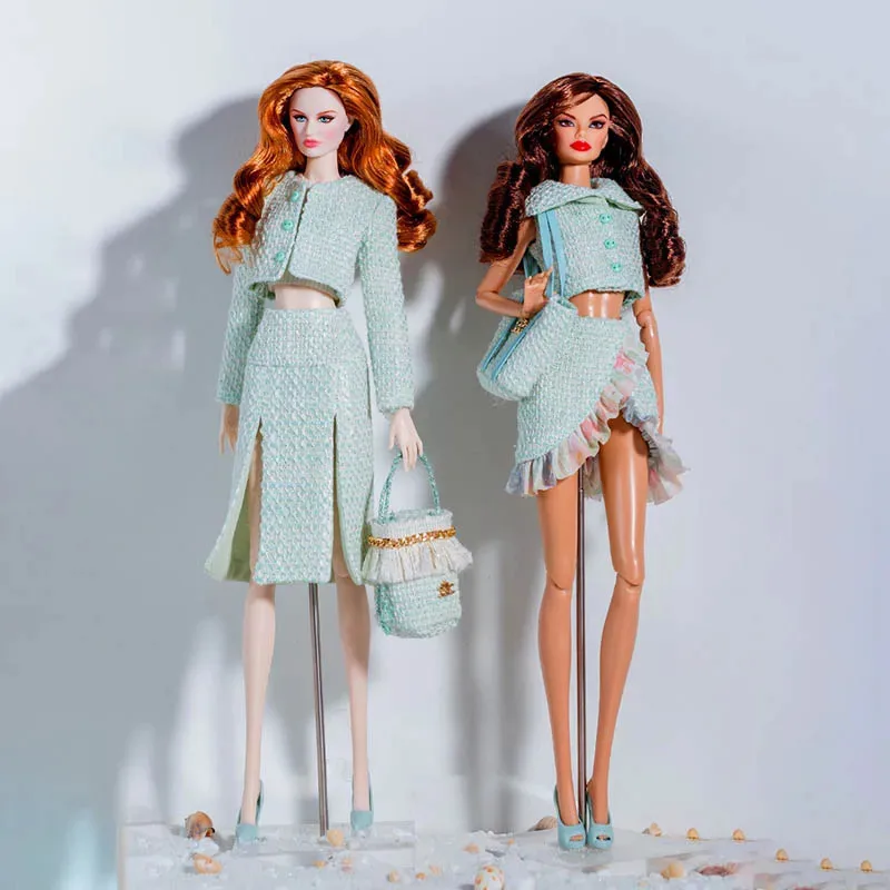 30cm Doll Clothes Accessories Fashion Premium Little Fragrance Set+Exquisite Floral Dress 1/6 Supermodel Island Holiday Dress Up