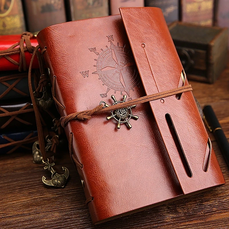 

Writing Journal Spiral Notebook Diary Notepad Vintage Nautical Pirate Anchors PU Leather Retro Pendants Note Book Sketchbook