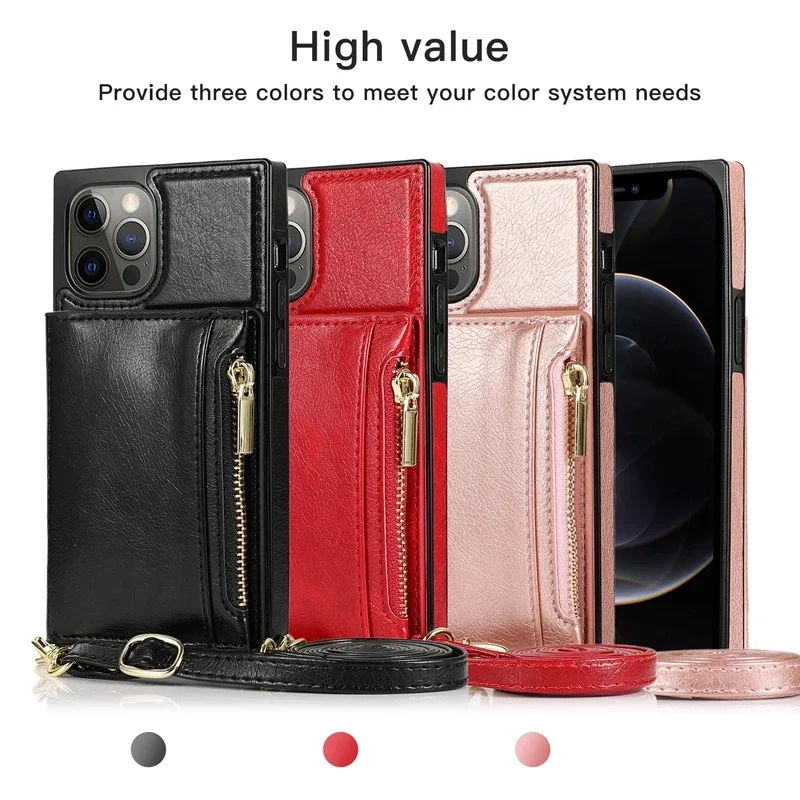 Wallet Diagonal Zipper Mobile Phones Case For iPhone 15 Pro Max 14 Plus 13 Pro 13 Mini 12 11 SE 2022 2020 X XS XR XS Max 8 7 6