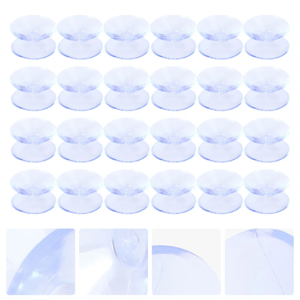 24 Pcs Sucker Clear Spacer for Glass Table Pads Bumpers Suction Cup Double Sided Double-sided 24pcs double sided suction cups glass tabletop bumpers glass tabletop spacers