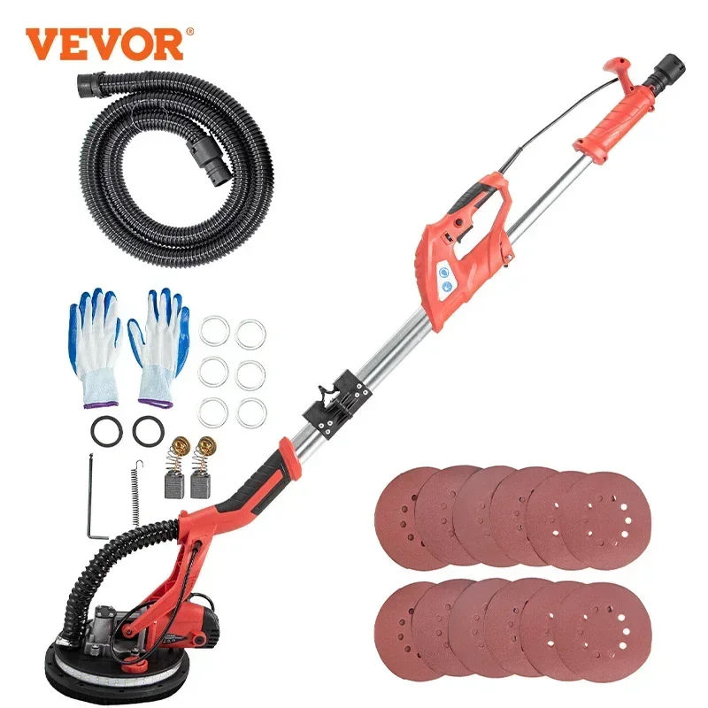 Electric Drywall Polishing Sander VEVOR 750W Polishing Machine Extendable With LED Strip Light Foldable