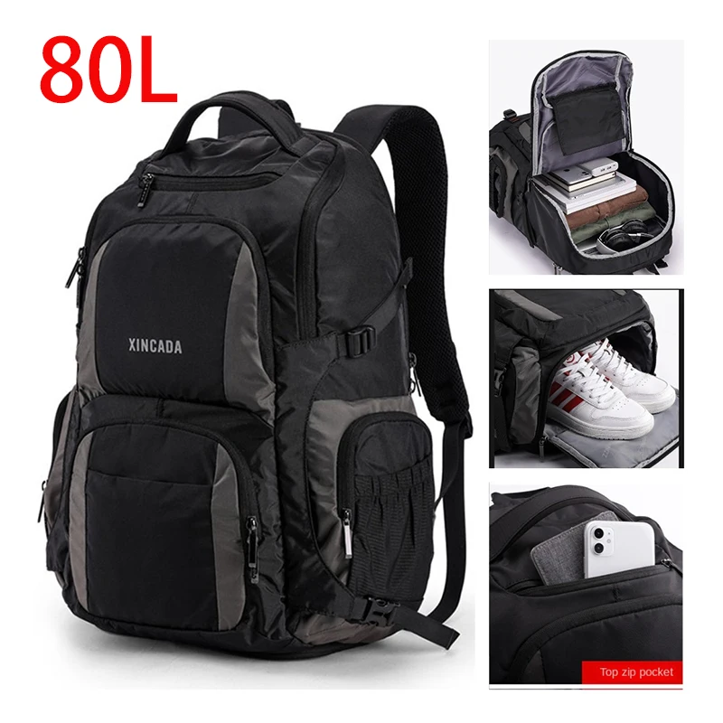 

80L Unisex Travel Backpacks Waterproof Notebook Packs Large Capacity Fashion Student Schoolbags Climbing Pack for Female Women