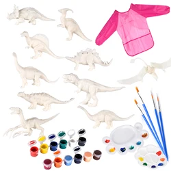 Juego de pintura 3D de Arte de dinosaurio para niños, manualidades de Pascua con 12 colores seguros, delantal, pinceles, regalos, juguete para niños