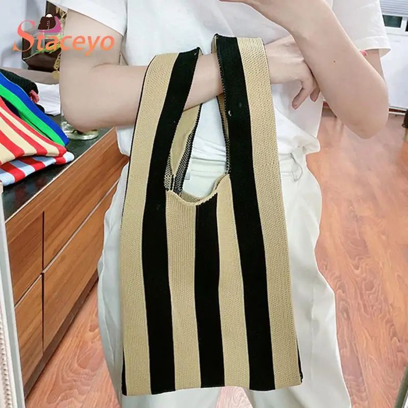 Knitted Checkerboard Bag For Women Canvas Tote Shoulder Bags Retro Weave  Plaid Handbags Female Casual Travel Shopping School Bag