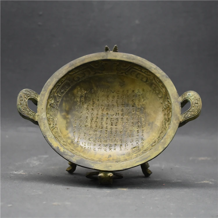 

Пекинская бронзовая посуда, Западная династия Чжоу, лай-Сковорода, табличка с надписью, винтажная раковина юбао, Клубная вилла, мягкое украшение, художественный Декор