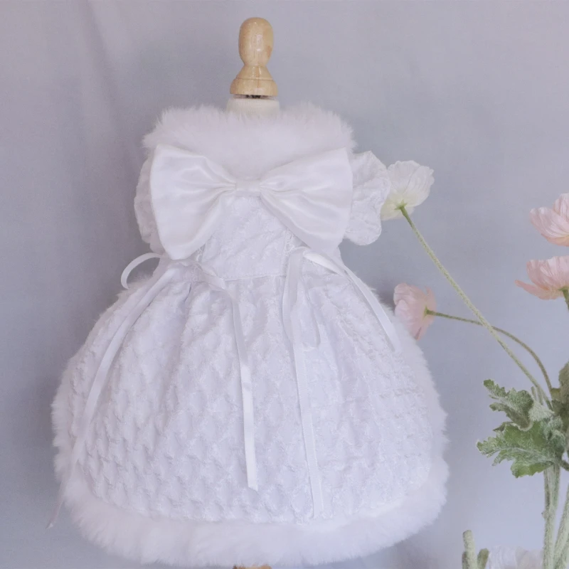 

Original Pet Autumn Winter Furry Warm Pure Desire Dress Luxury Fleeing Princess Clothes Puppy Dog Small Fragrance Fairy Skirt