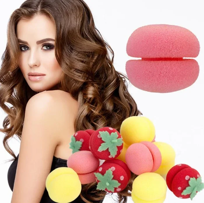 

6pcs Curl Hair Ball Strawberry Sponge Curler DIY Curling Roller Hair Accessories Styling Tools