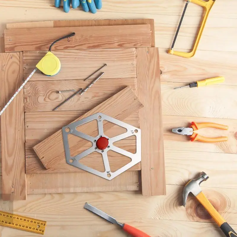 Miter Saw Angle Ruler Aluminum Alloy Hexagon Ruler High Accuracy Measuring Tool Angle Adjustment Tool Woodworking Tool For