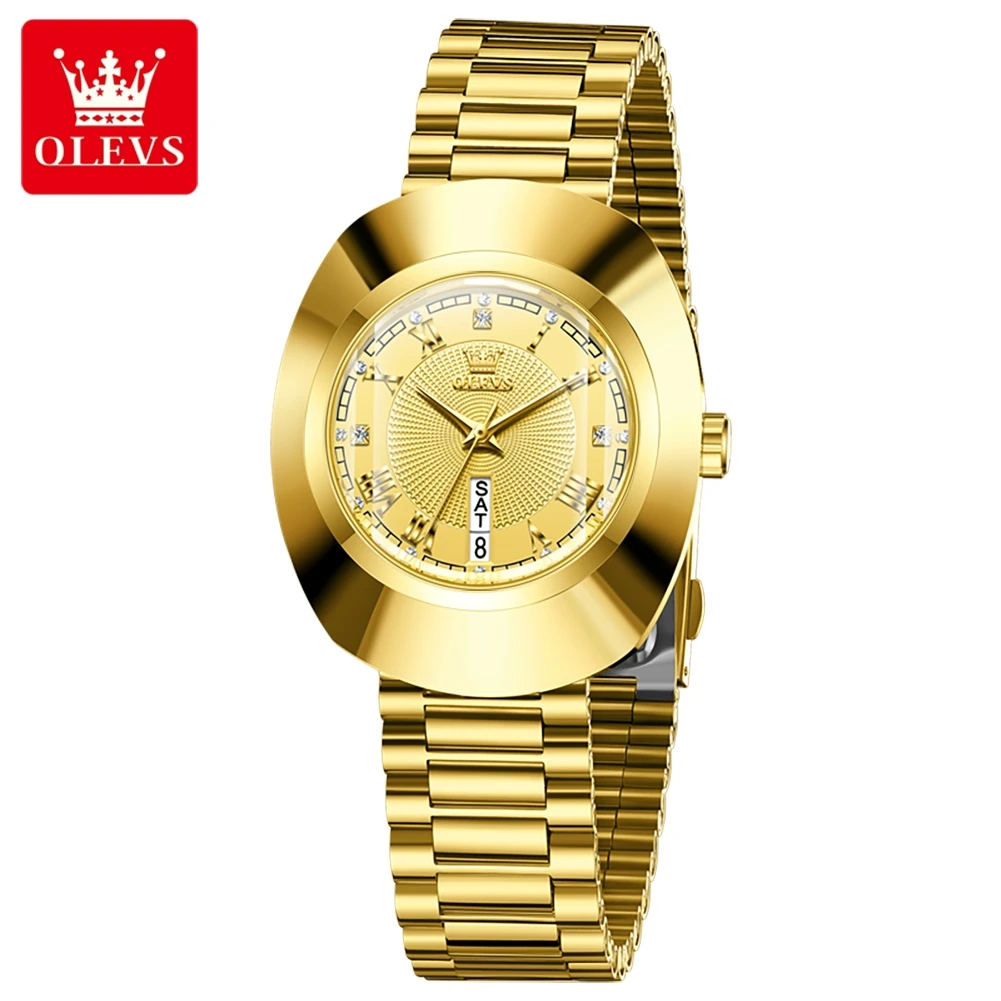 OLEVS 7008 Quartz Women's Watch Big Dial Roman Scale Calendar Watch For Women Original Waterproof Steel Strap Ladies Wristwatch