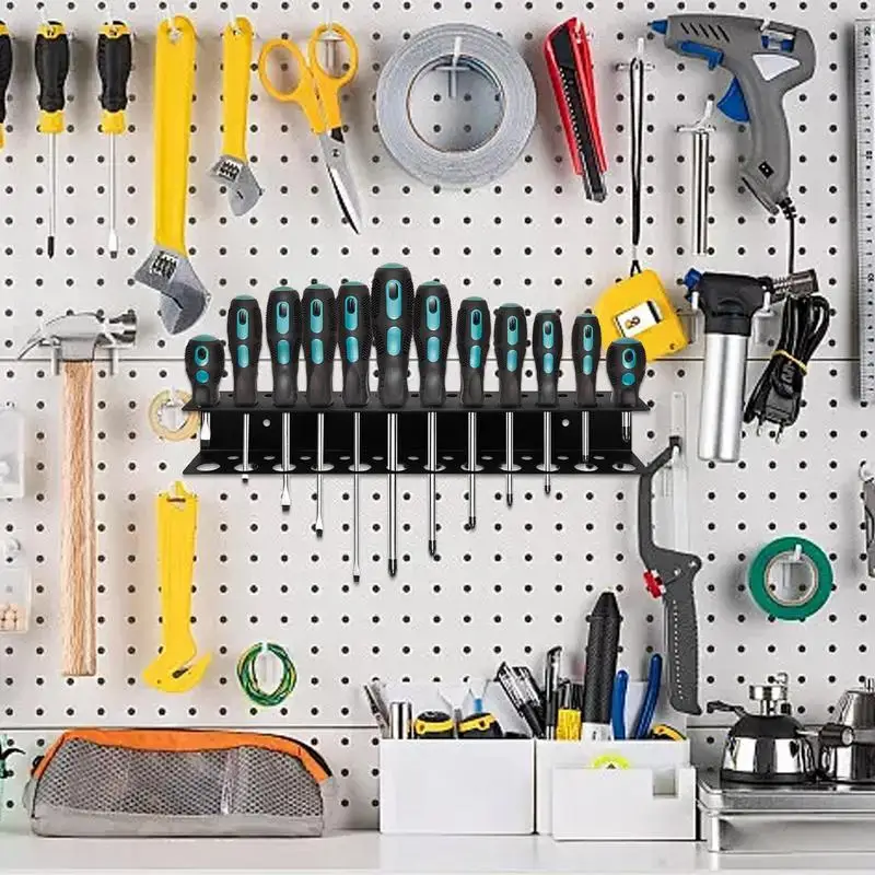 Screwdriver Wall Storage Wall Hangable Screwdriver Rack Metal Organizers Rack Mounted Tool Organizers For